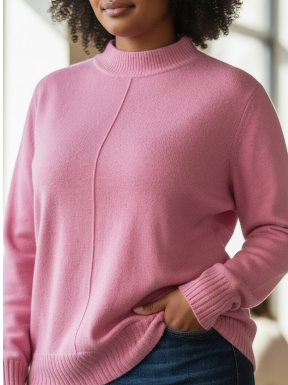 Women’s Pink Mock Neck Sweater